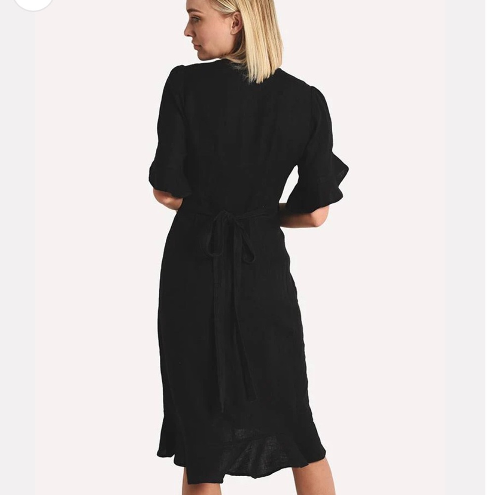 HONORINE Charlotte Wrap Dress - Black - XS